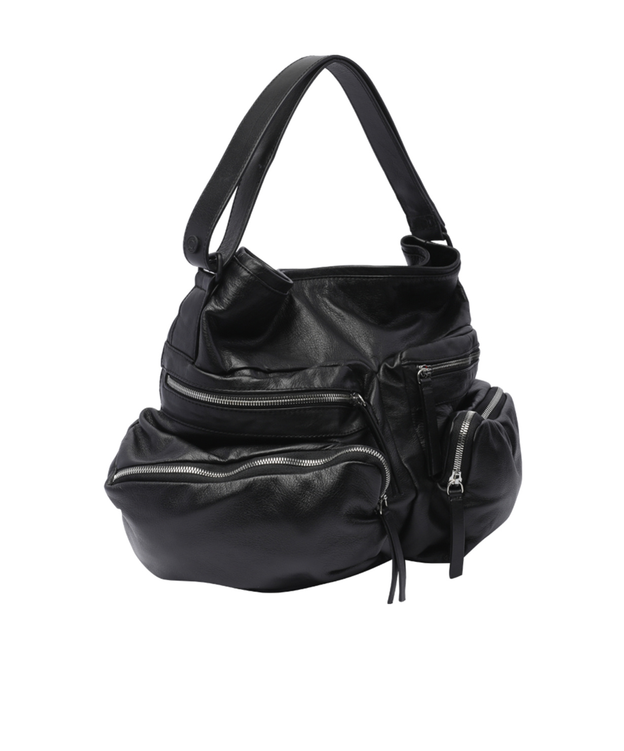 Vic Matie Leather Shoulder Bag In Black