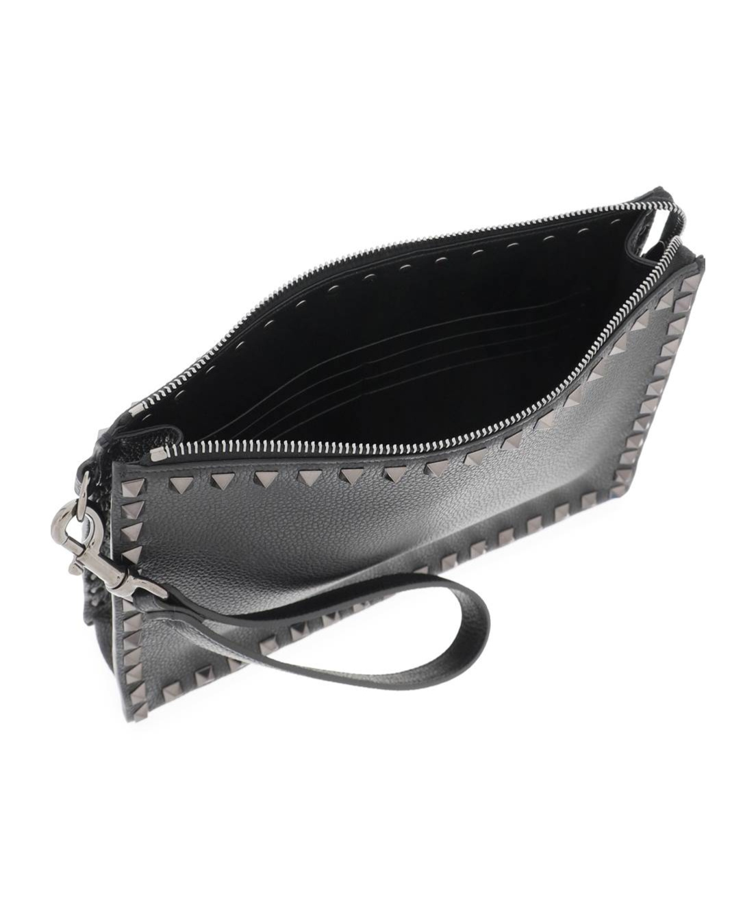 Valentino Rockstud Leather Clutch Bag In Black