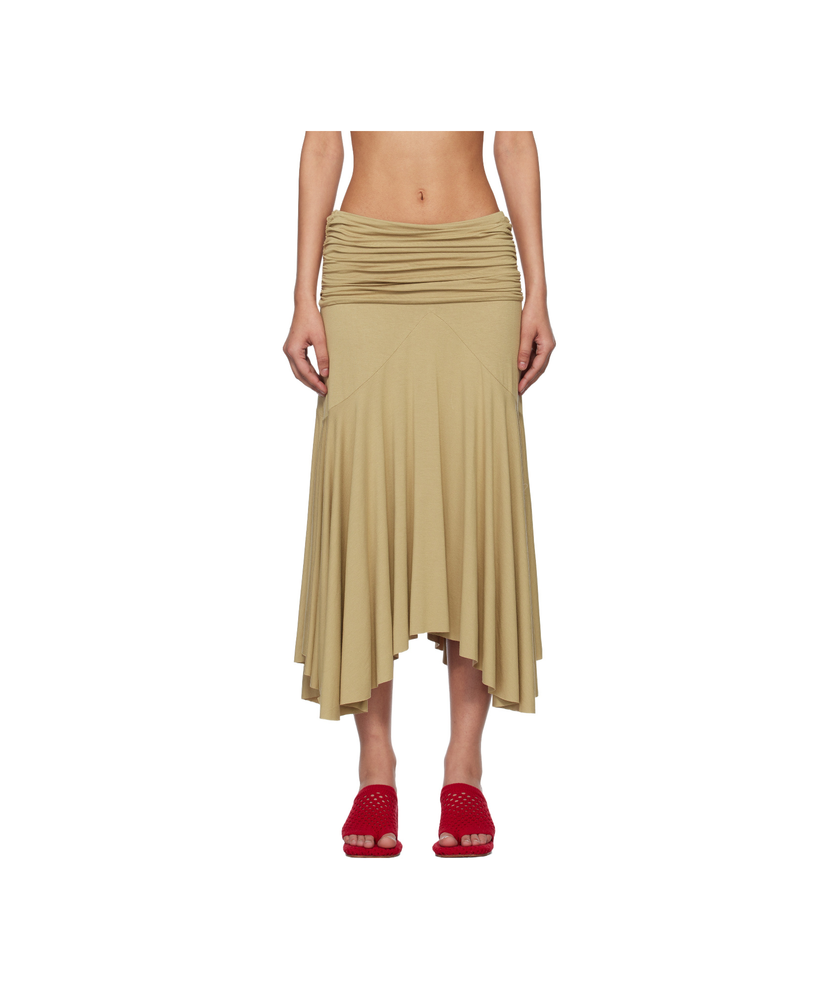 Gimaguas Beige Fortuna Midi Skirt In Nude