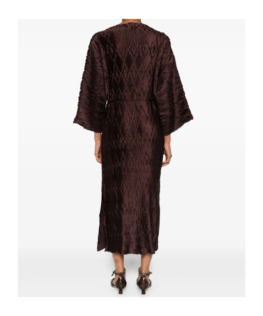 By Malene Birger Belted Pleated Dress In Burgundy