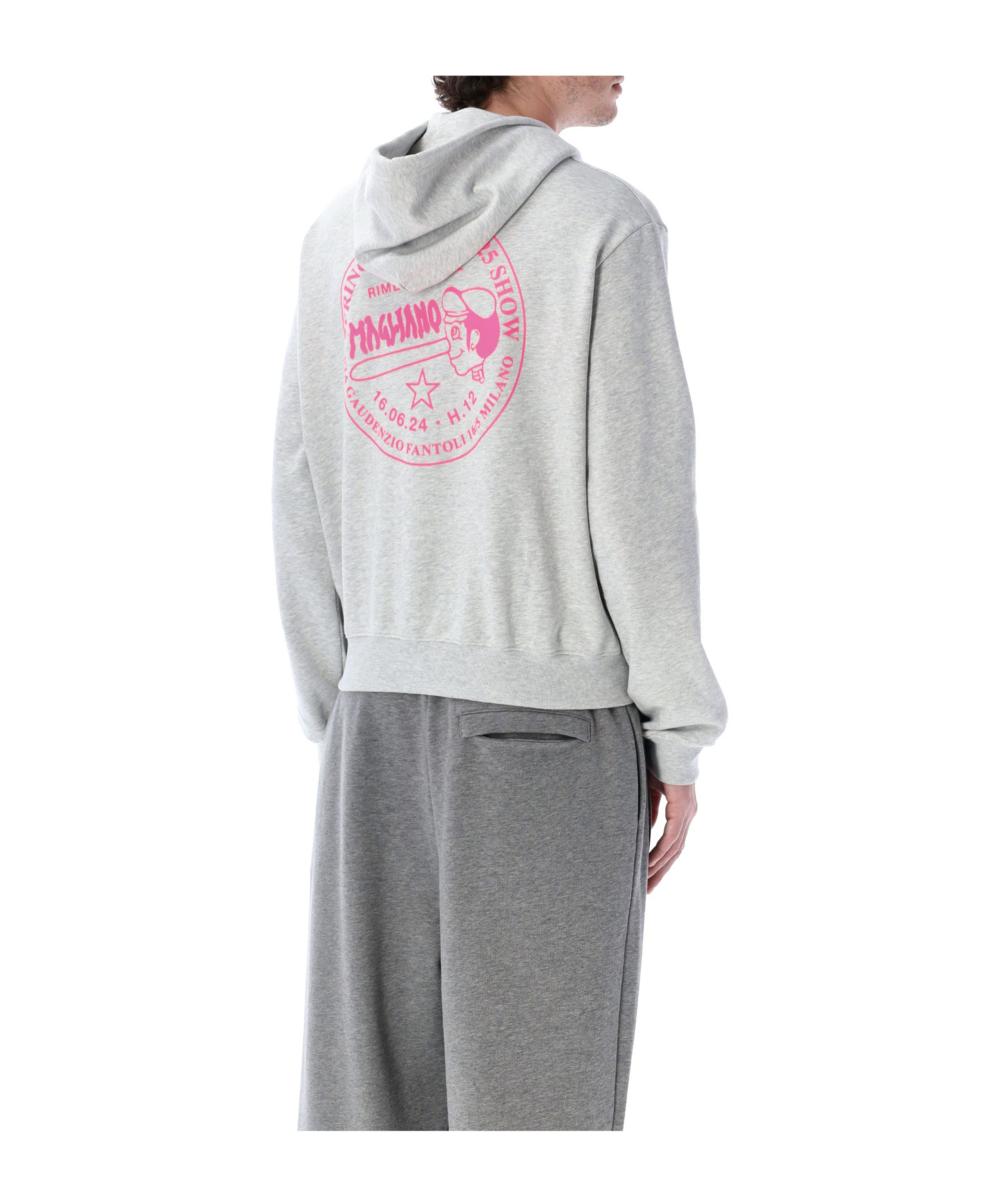 Magliano Drawstring Hood Ribbed Sweater In Gray