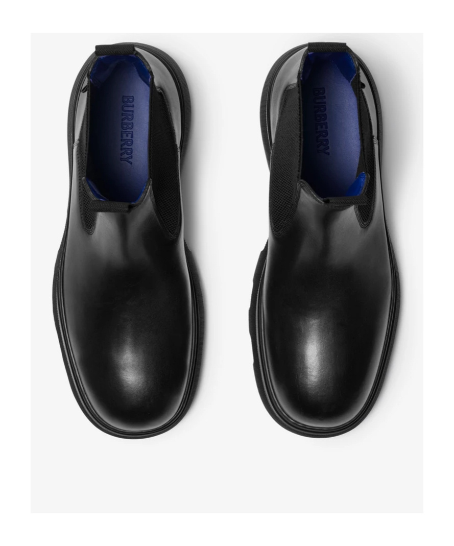 Burberry Chunky Sole Ankle Boots With Elastic Panels In Black