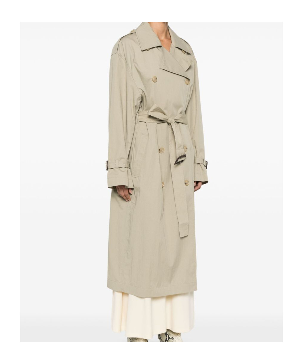 Totême Clay Crisp Cotton Blend Double-breasted Trench Coat In Neutral