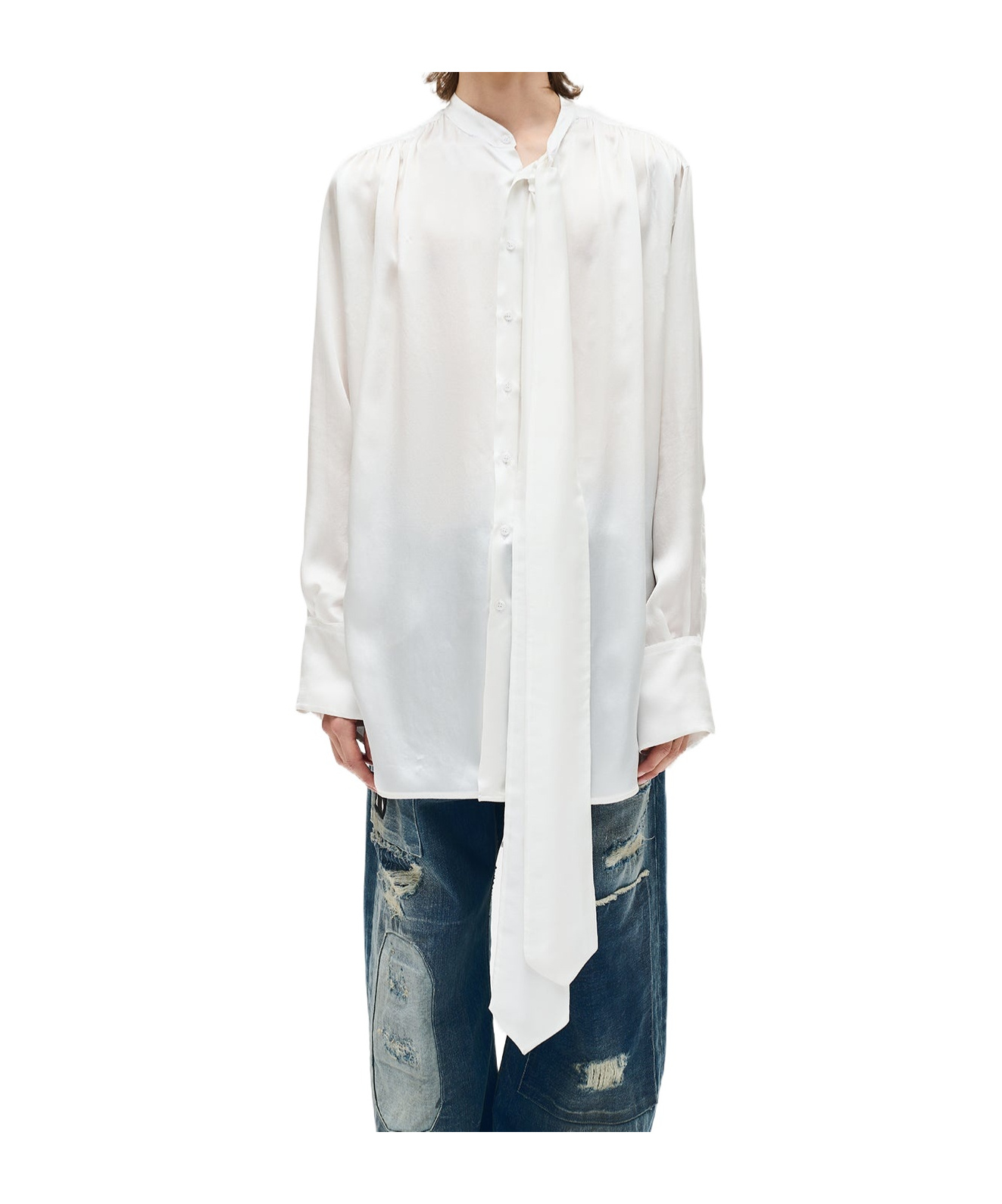 Ann Demeulemeester Solan Comfort Stand Collar Shirt In Natural Color