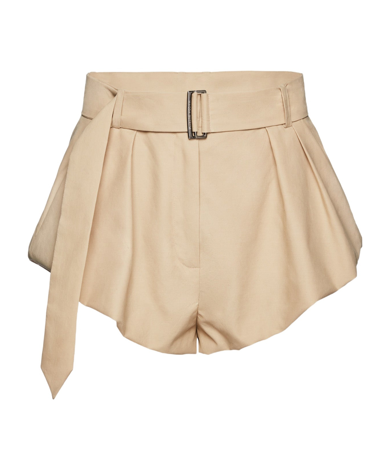 Magda Butrym Belted Cotton-blend Shorts In Nude