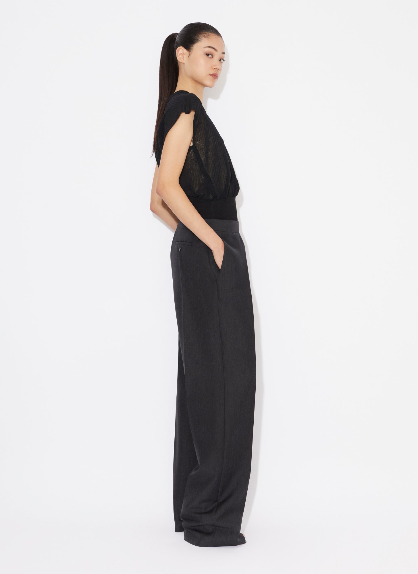 Shop Alaïa High-waisted Tailored Trousers In Black