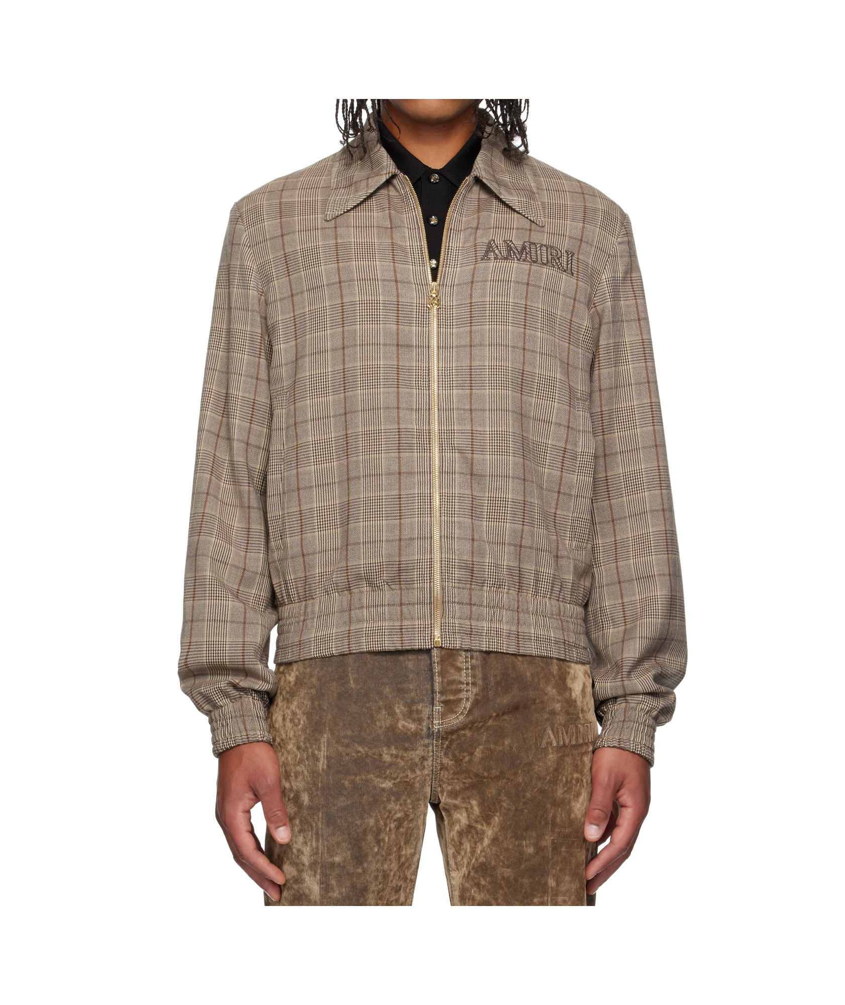 Amiri Check Wool Blouson Jacket In Brown