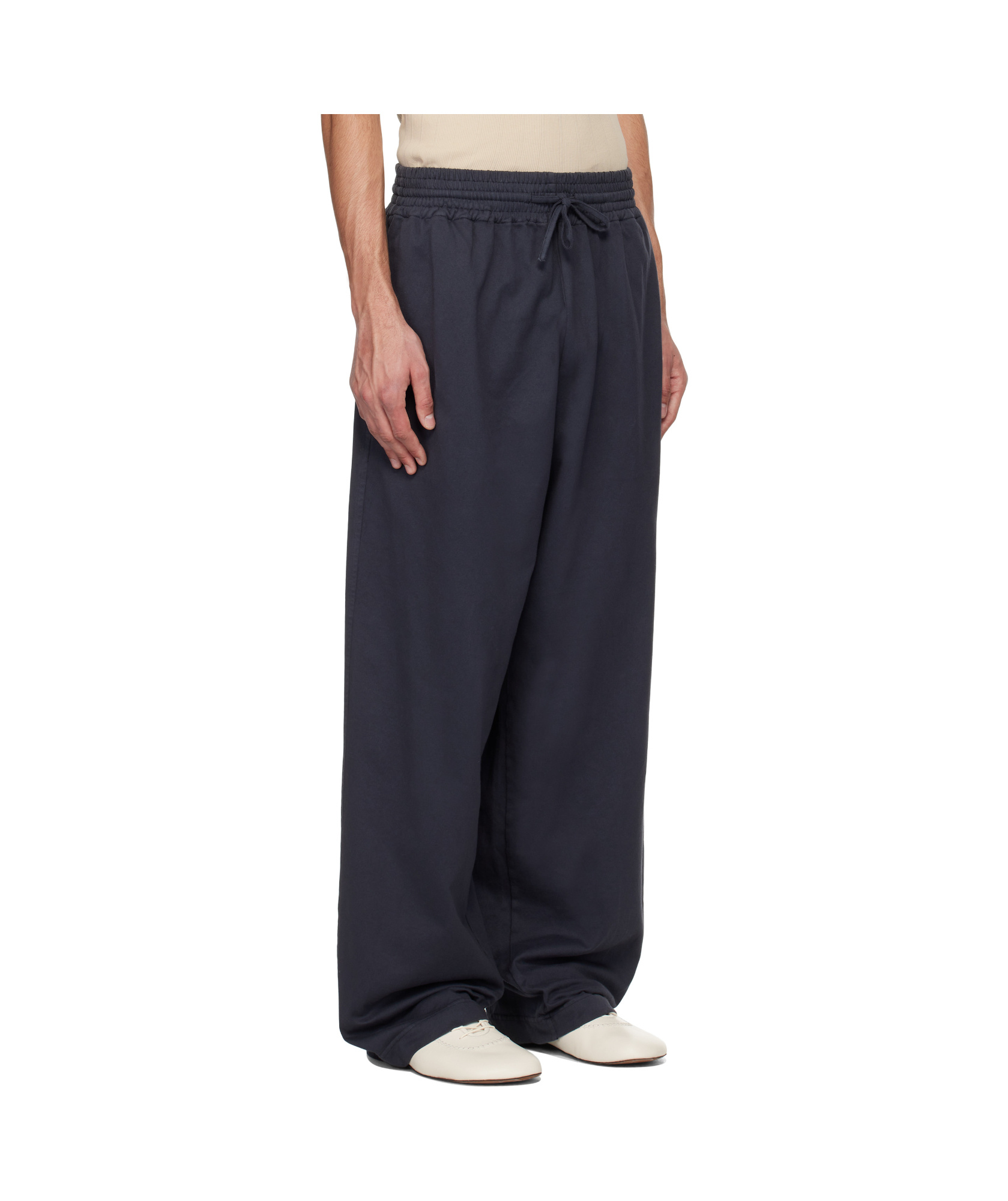 Hed Mayner Navy Embroidered Sweatpants In Navy Blue