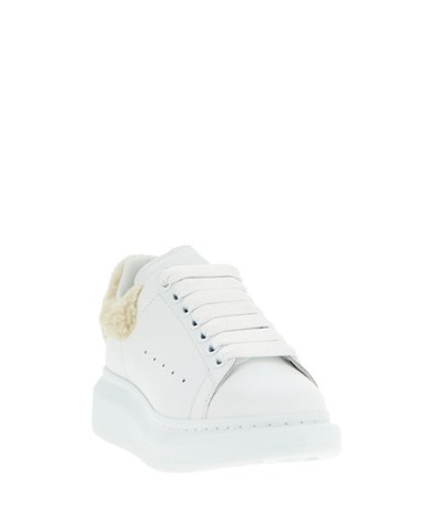 Alexander Mcqueen Mcqueen Oversize Genuine Shearling Trim Sneaker In White