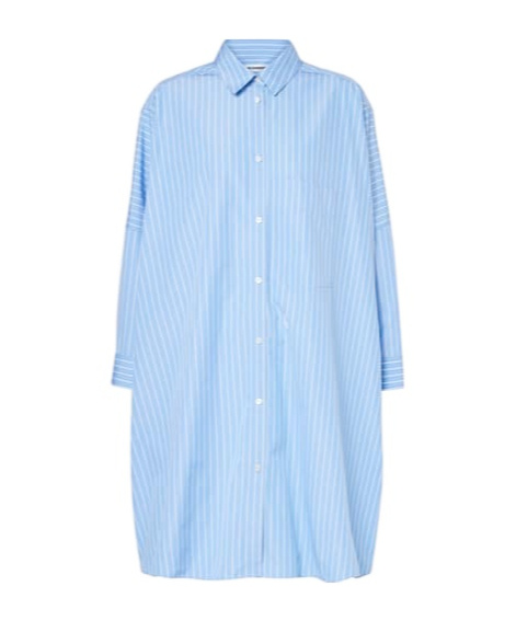 Jil Sander Striped Cotton Poplin Shirt In Blue