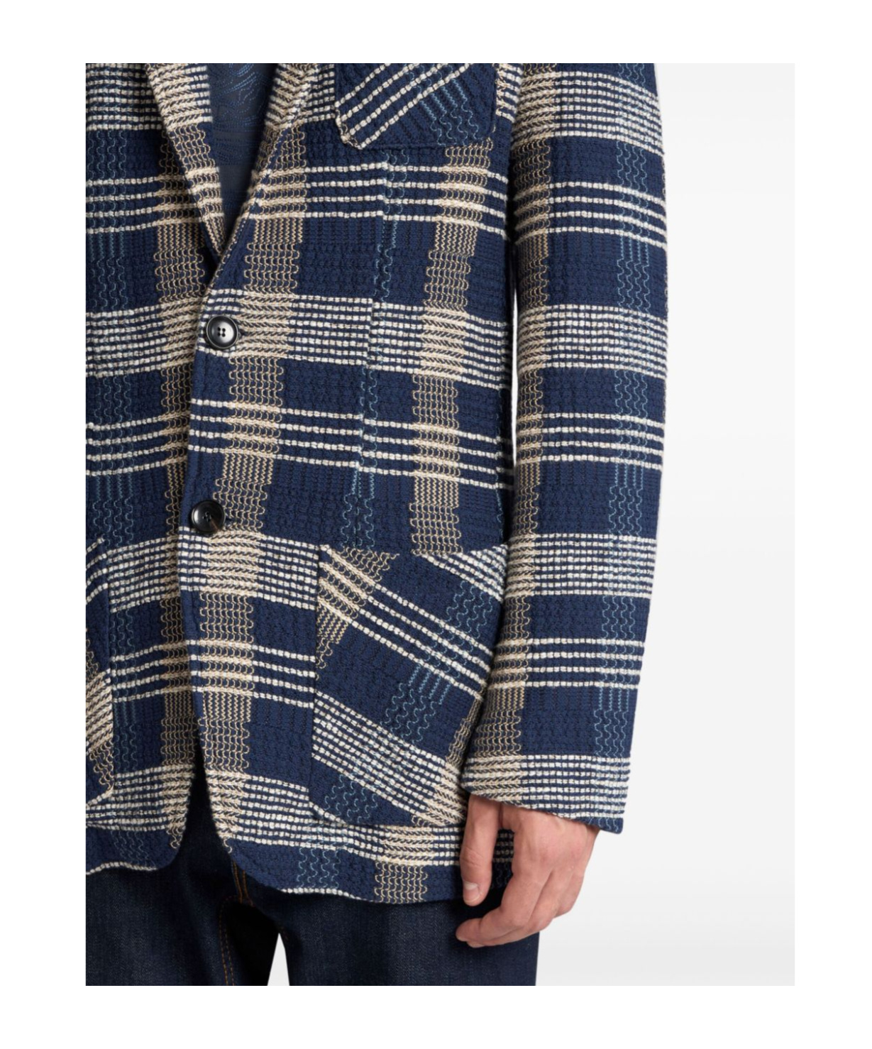 Etro Irregular Checked Knitted Suit In Black