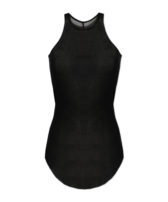 Rick Owens Cotton Top With Asymmetric Hem In Black