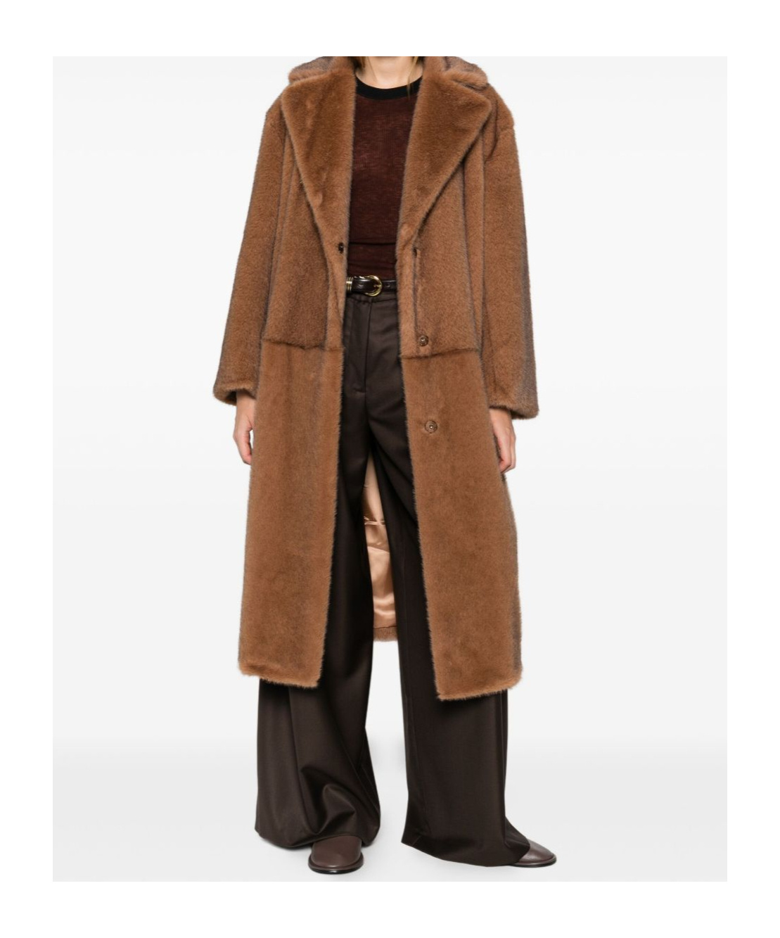 Antonelli Brown Tailored Coat With Structured Fit In Brown
