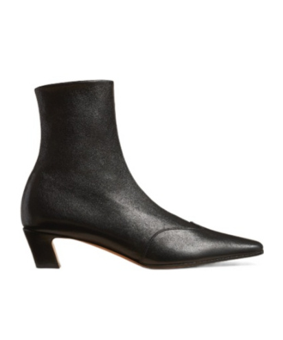 Khaite Mid-calf Leather Boot With Side Zip And 4 Cm Heel In Black
