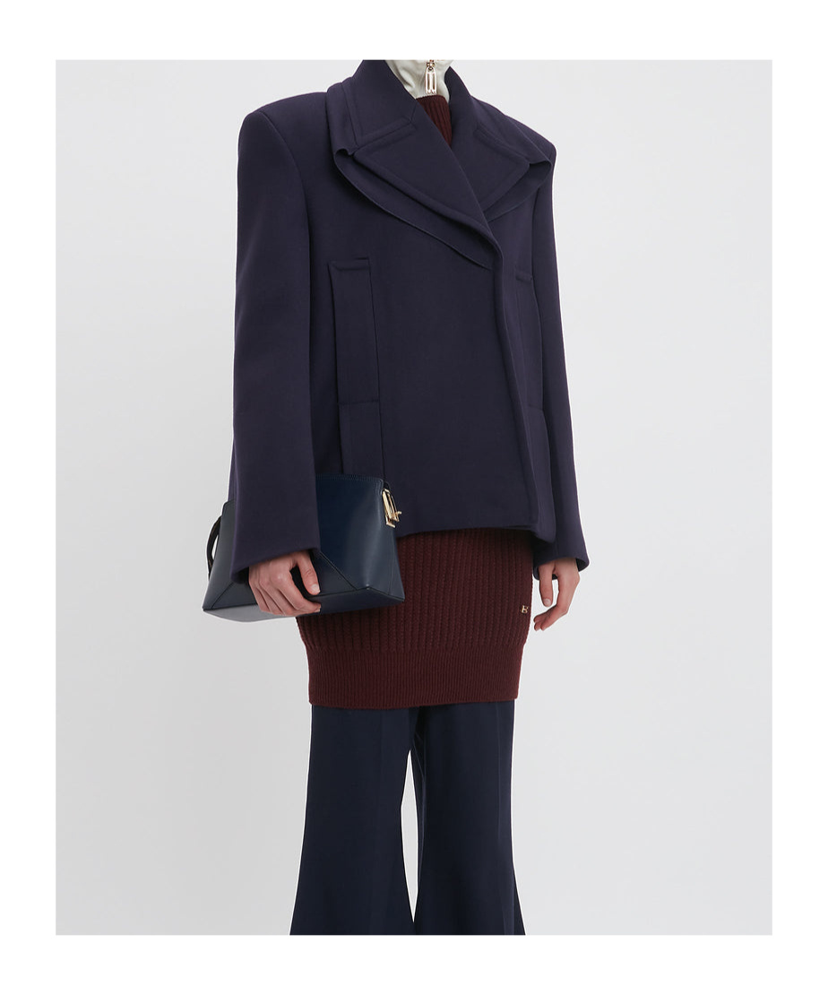 Shop Victoria Beckham Pointed-shoulder Peacoat In Black