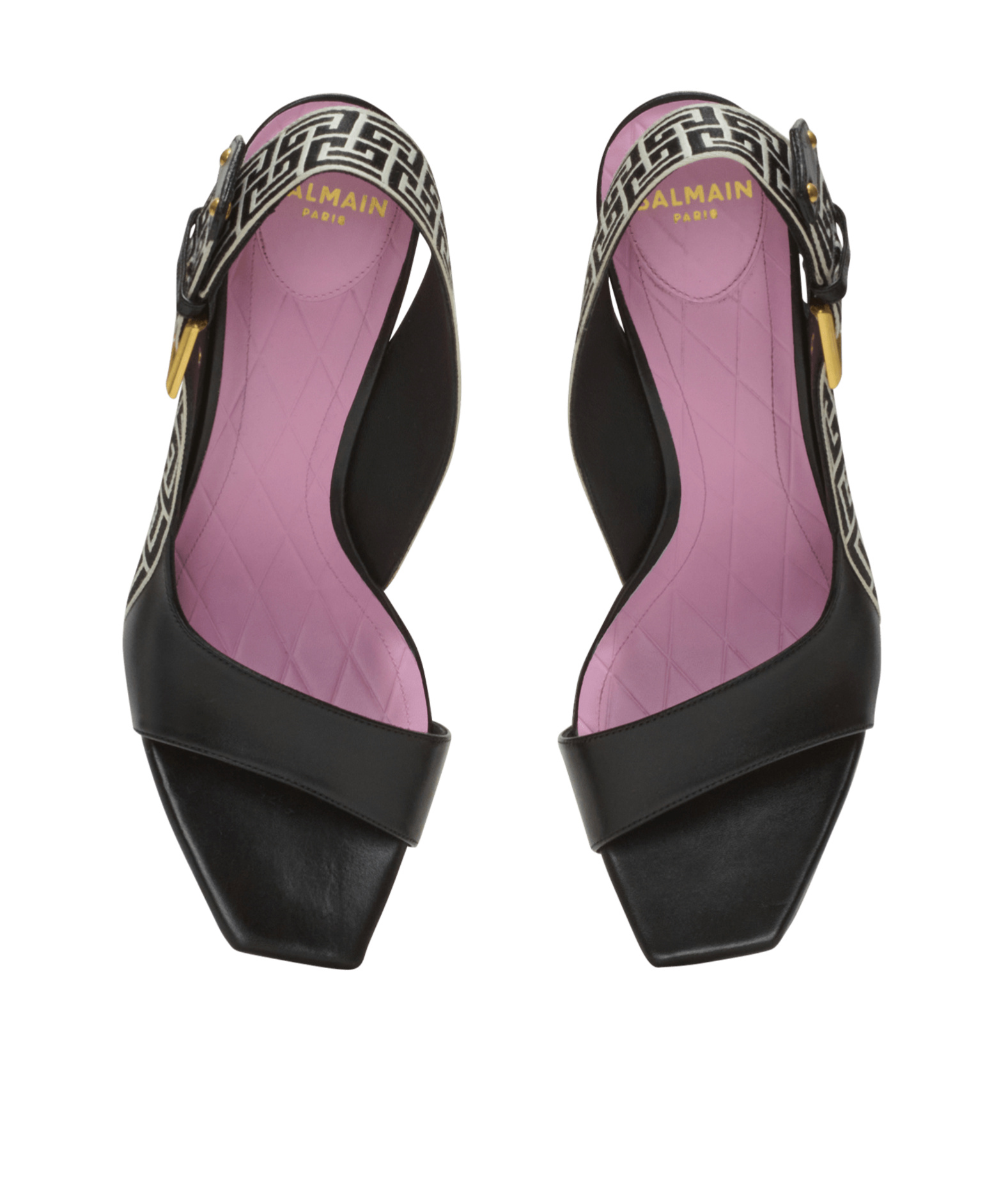 Balmain Leather Monogram Ruby Heeled Sandals 95 In Black