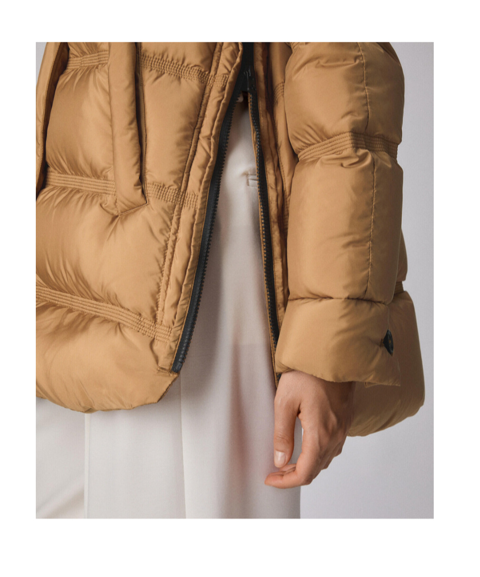 Peuterey Puffer Jacket With Fur Trim In Brown