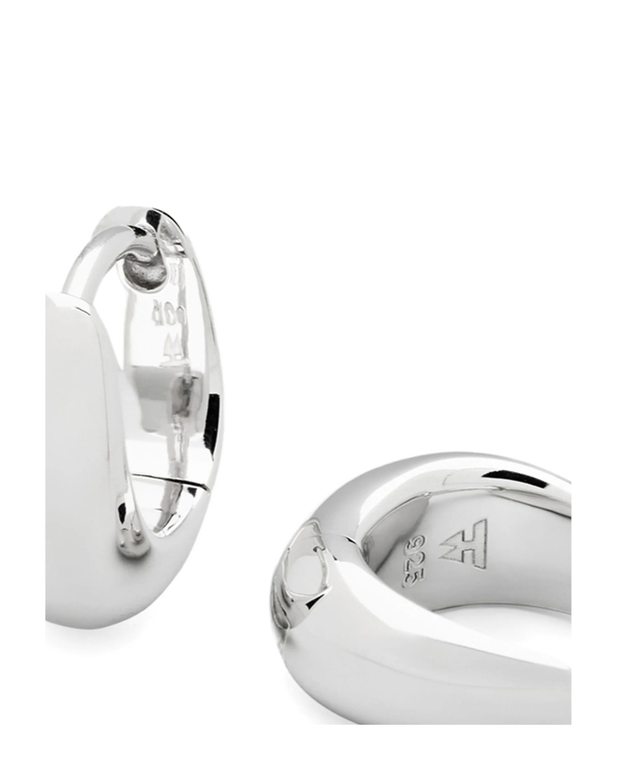 Tom Wood White Rhodium Plated Pebble Hoop Earrings In Metallic