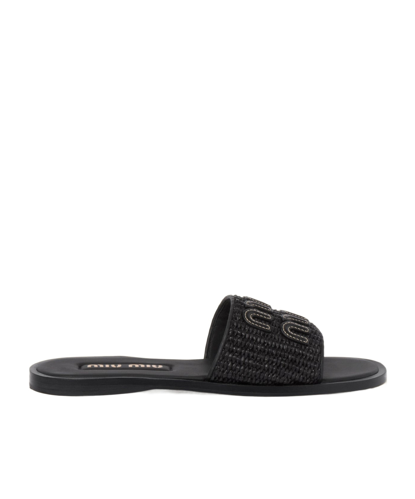 Miu Miu Women Logo Slide Sandals In Black