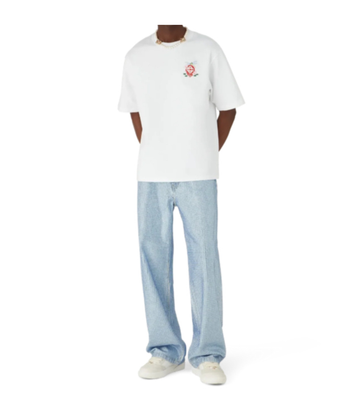 Casablanca Oversized T-shirt With Dragonfly Floral Print In White