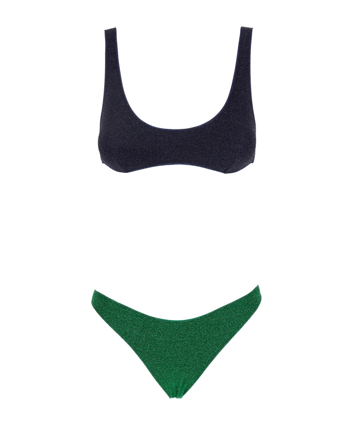 Oseree 'lumiere Sporty' Multicolor Bi-color Bikini Set In Tech Fabric Woman In Black