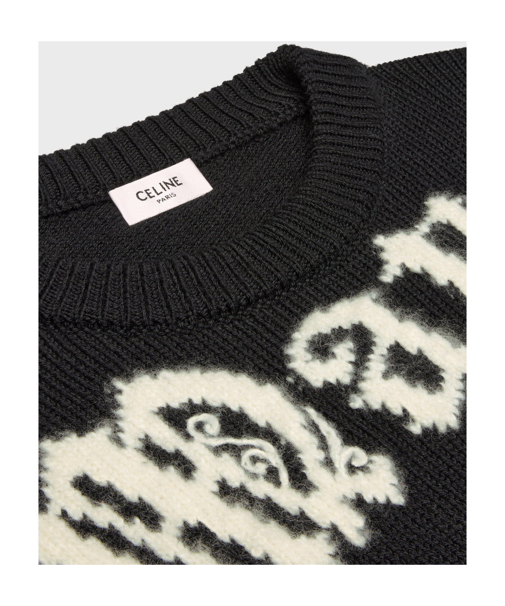 Celine Dash Snow Woolen Round Neck Sweater In Black