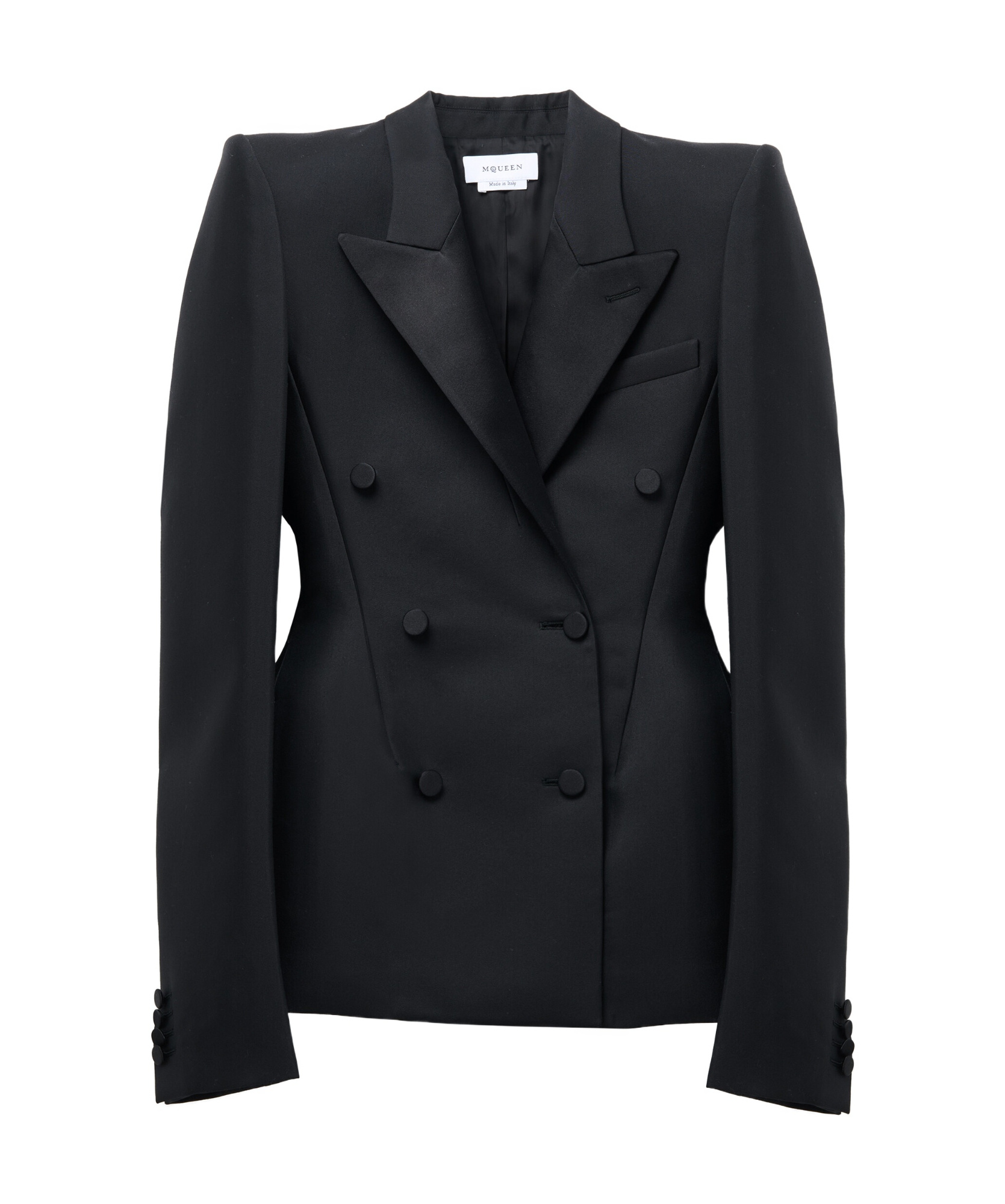 Alexander Mcqueen Double-breasted Jacket With Voluminous Shoulders In Black