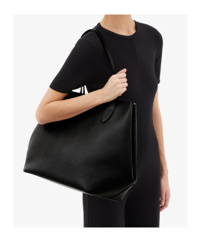 Valextra Large Vivi Leather Tote Bag In Black