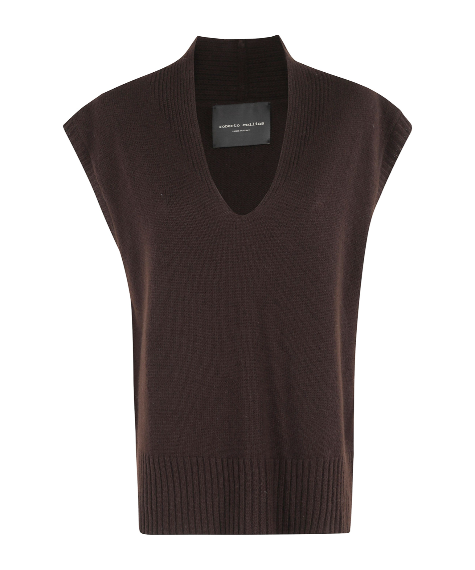 Roberto Collina V-neck Sleeveless Sweater In Brown