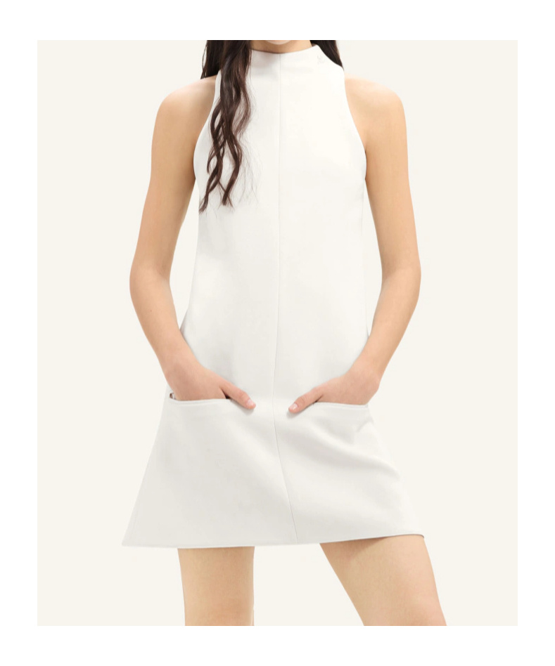 Courrèges Sleeveless Twill A-line Dress In White