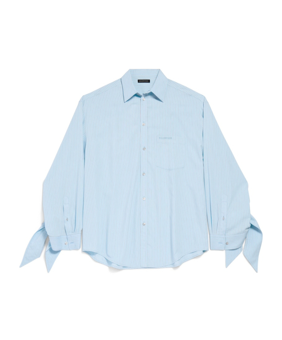 Balenciaga Women Embroidered Viscose Blend Oversize Shirt In Blue