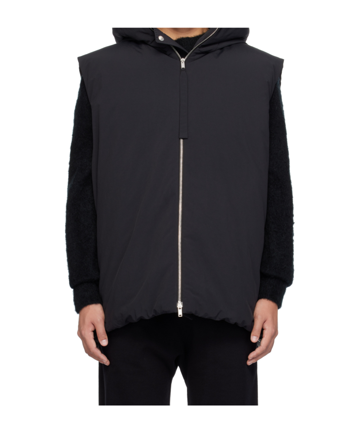 Jil Sander Black Medium Fill Down Vest In Black