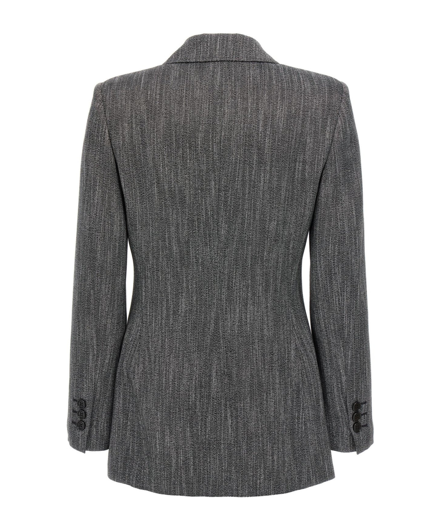 Alberta Ferretti Double-breasted Herringbone Blazer In Black