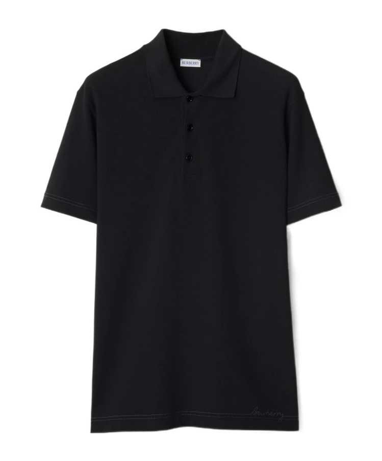 Burberry Knight-embellished Cotton Polo Shirt In Black
