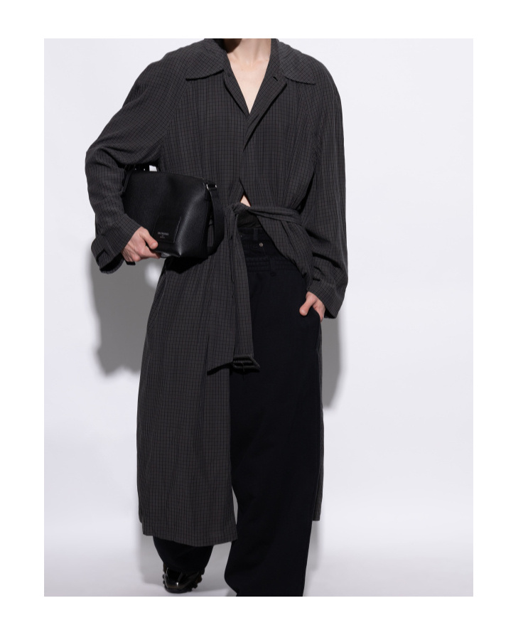Balenciaga Trench Coat Belted 3/4 Sleeves In Black