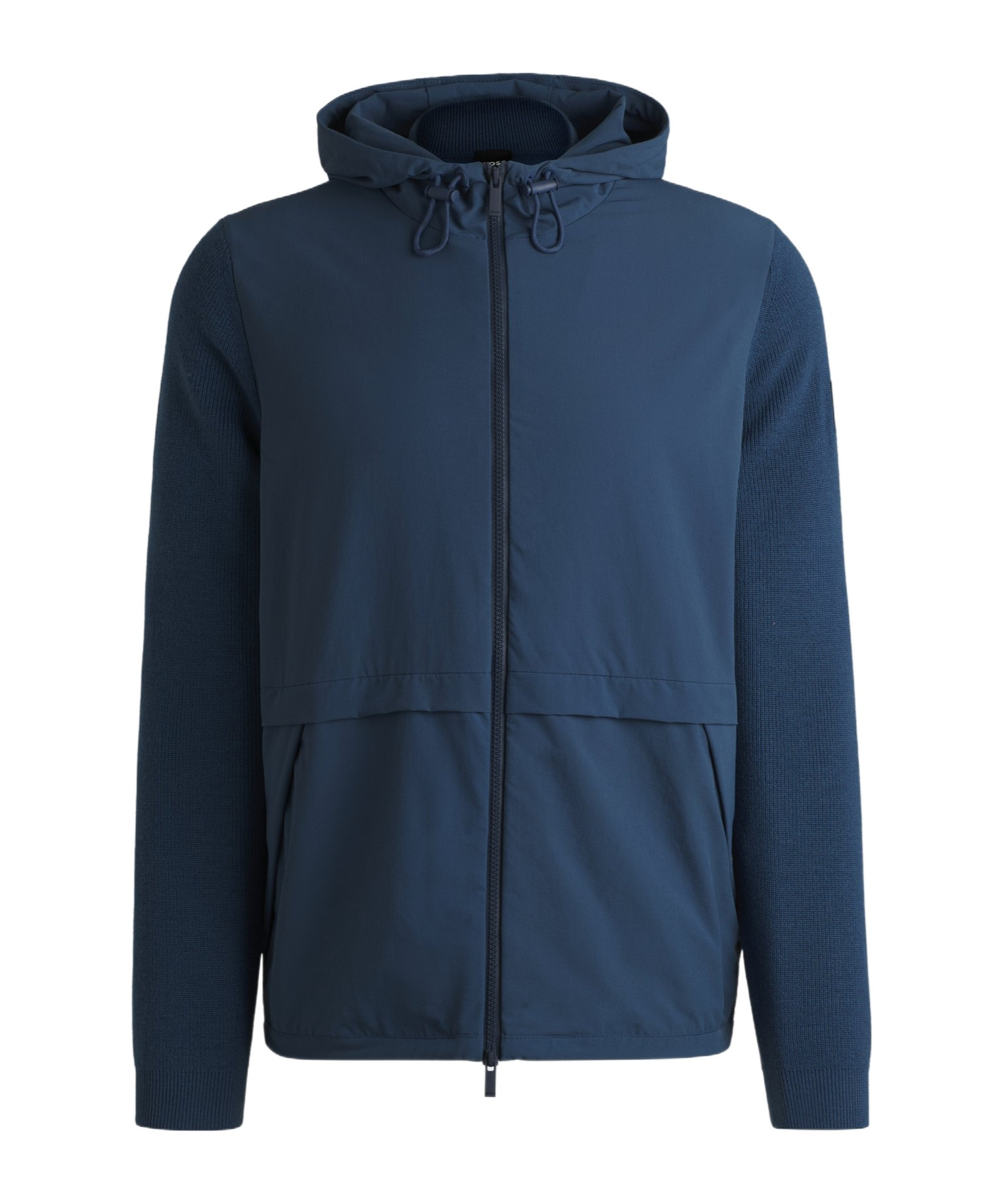 Hugo Boss Softshell Jacket With Knitted Details In Blue