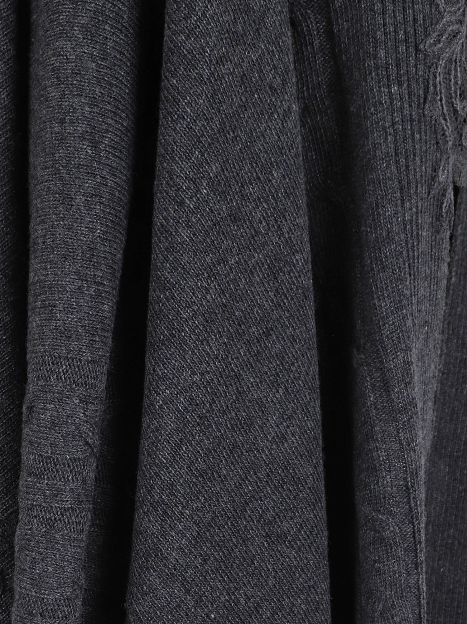 Ermanno Scervino Draped Cape With Ribbed Hem And Embroidery In Black