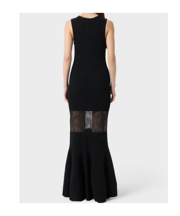 Blumarine Lace-panelled Sleeveless Gown In Black