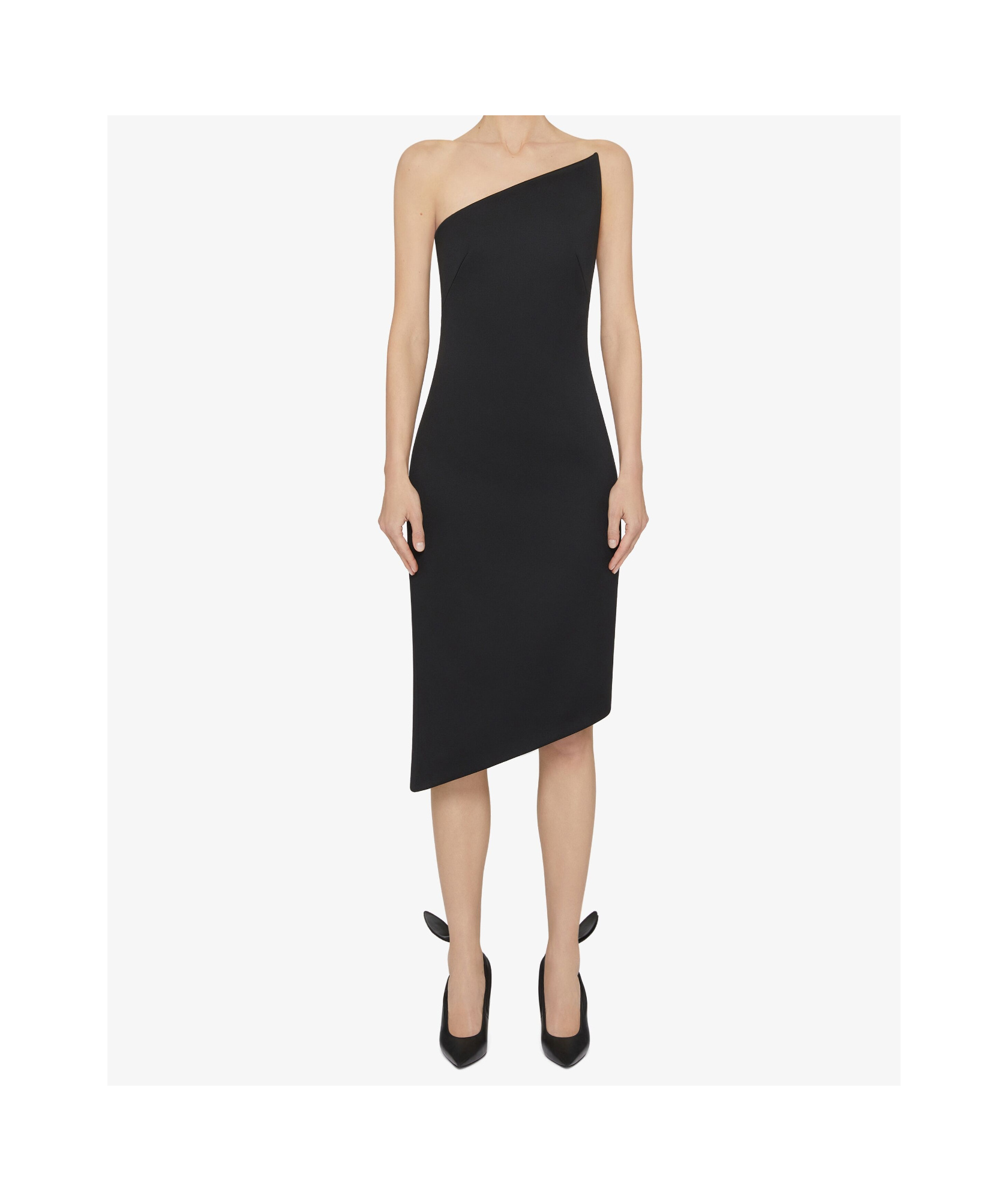 Shop Givenchy Asymmetric Bustier Dress In Wool In Black