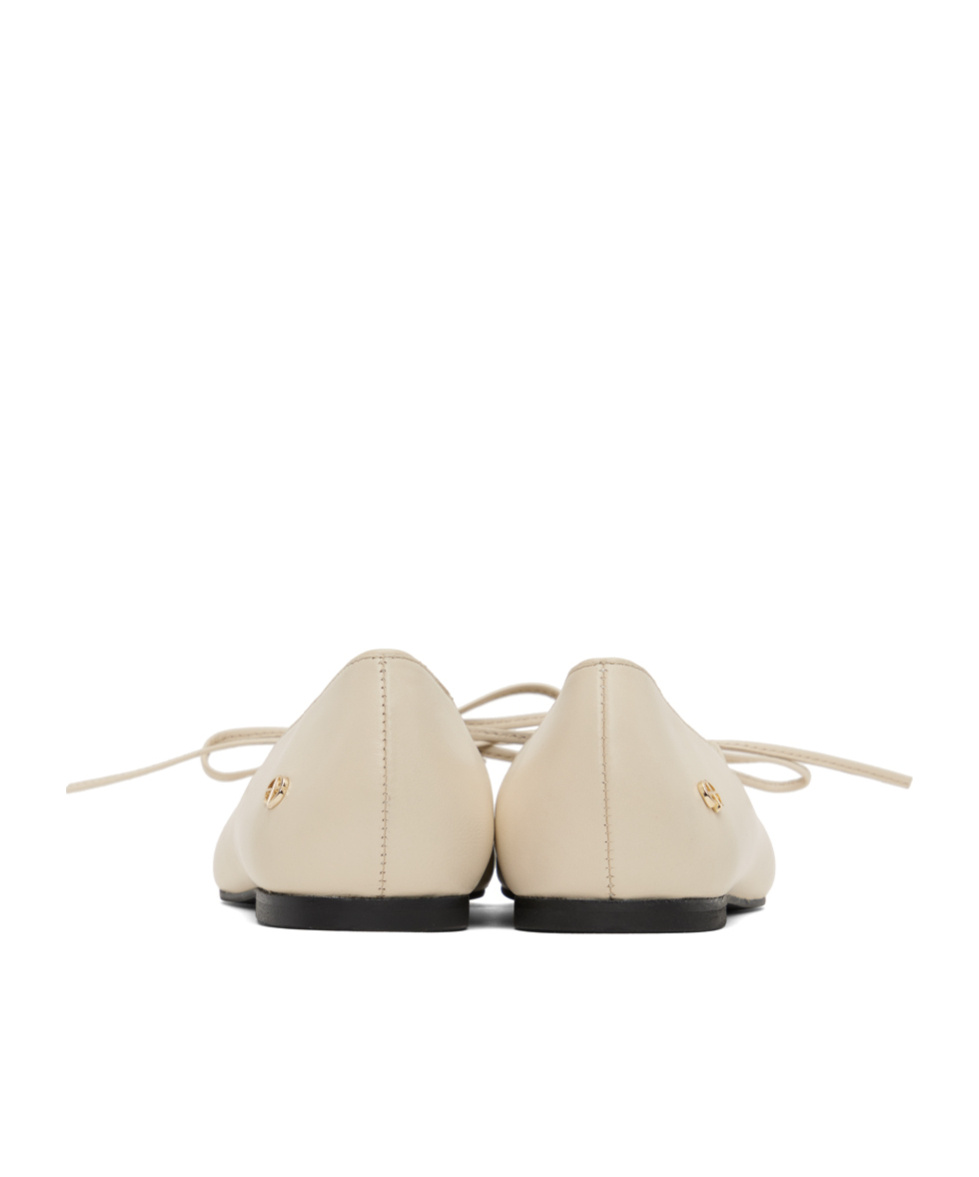 Shop Anine Bing Nikki Leather Ballerina Shoes In Nude