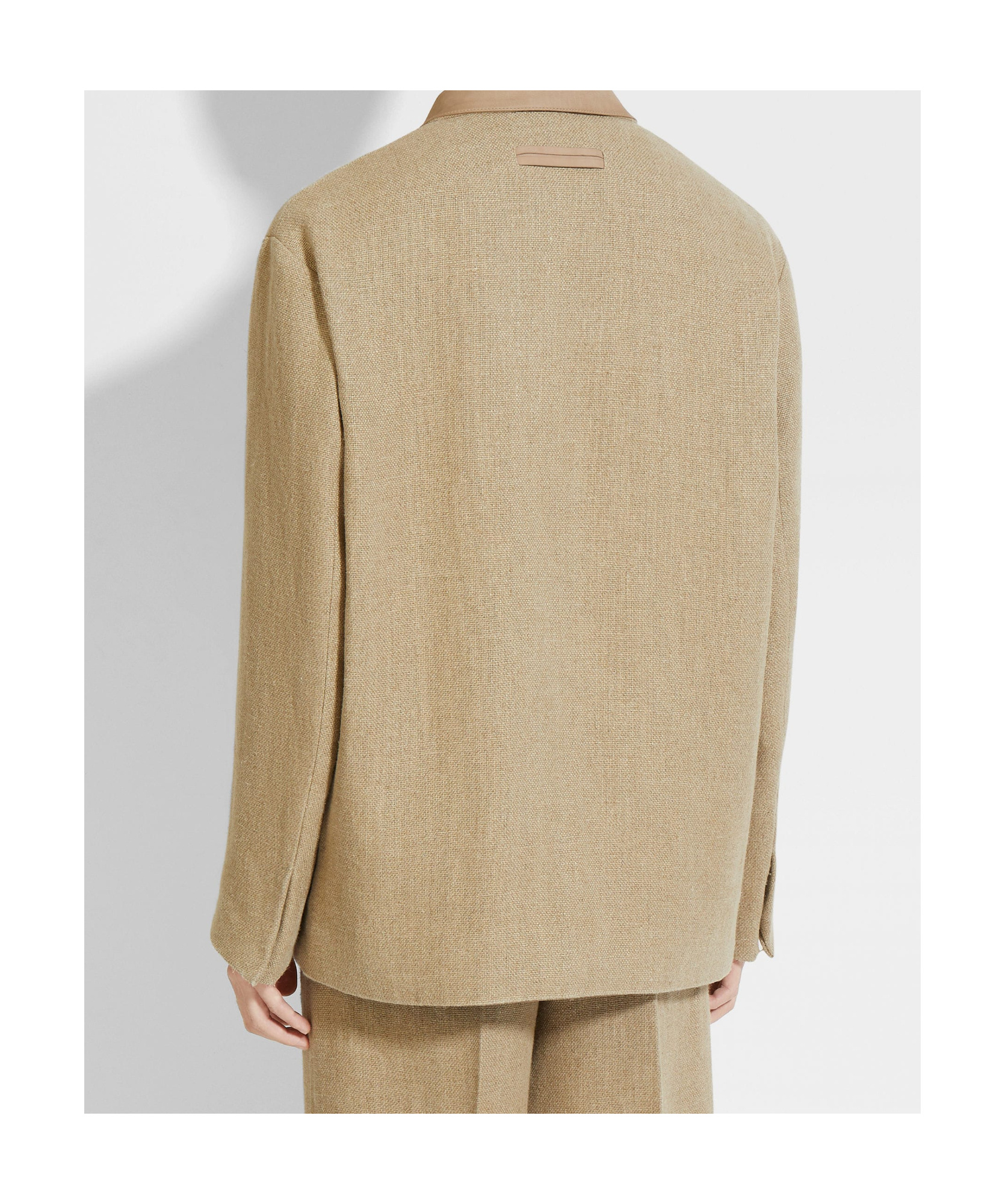 Zegna Regular Fit Linen Chore Jacket In Brown