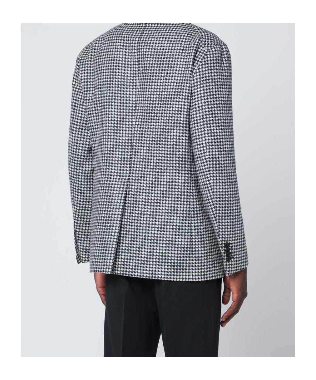 Tagliatore Houndstooth Double-breasted Jacket In Blue