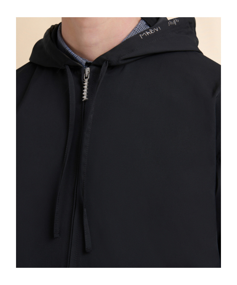 Marni Hooded Zip-up Jacket In Black