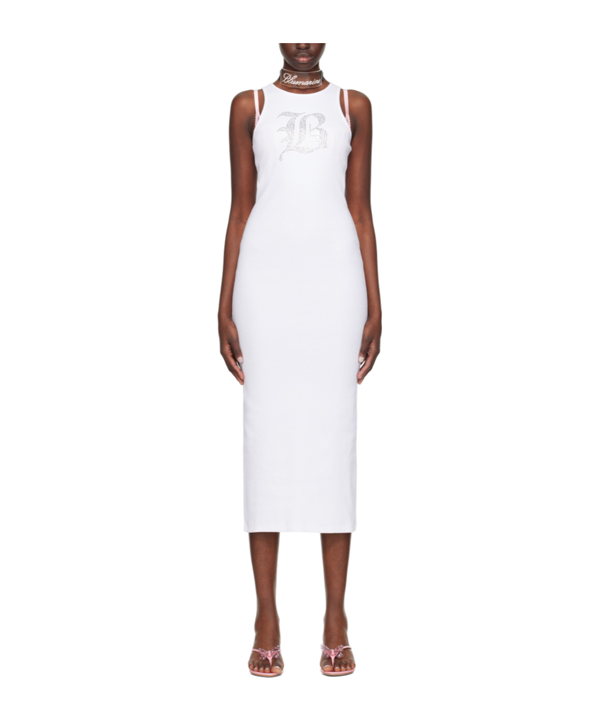 Blumarine Medium-length Dress In Pattern In White