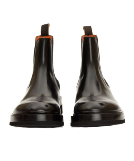 Santoni Goodyear Man Ankle Boots Black Size 11.5 Leather In Black