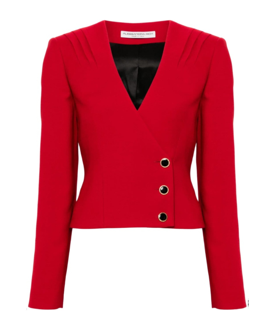 Alessandra Rich Wool Jacket Jewel Buttons In Red