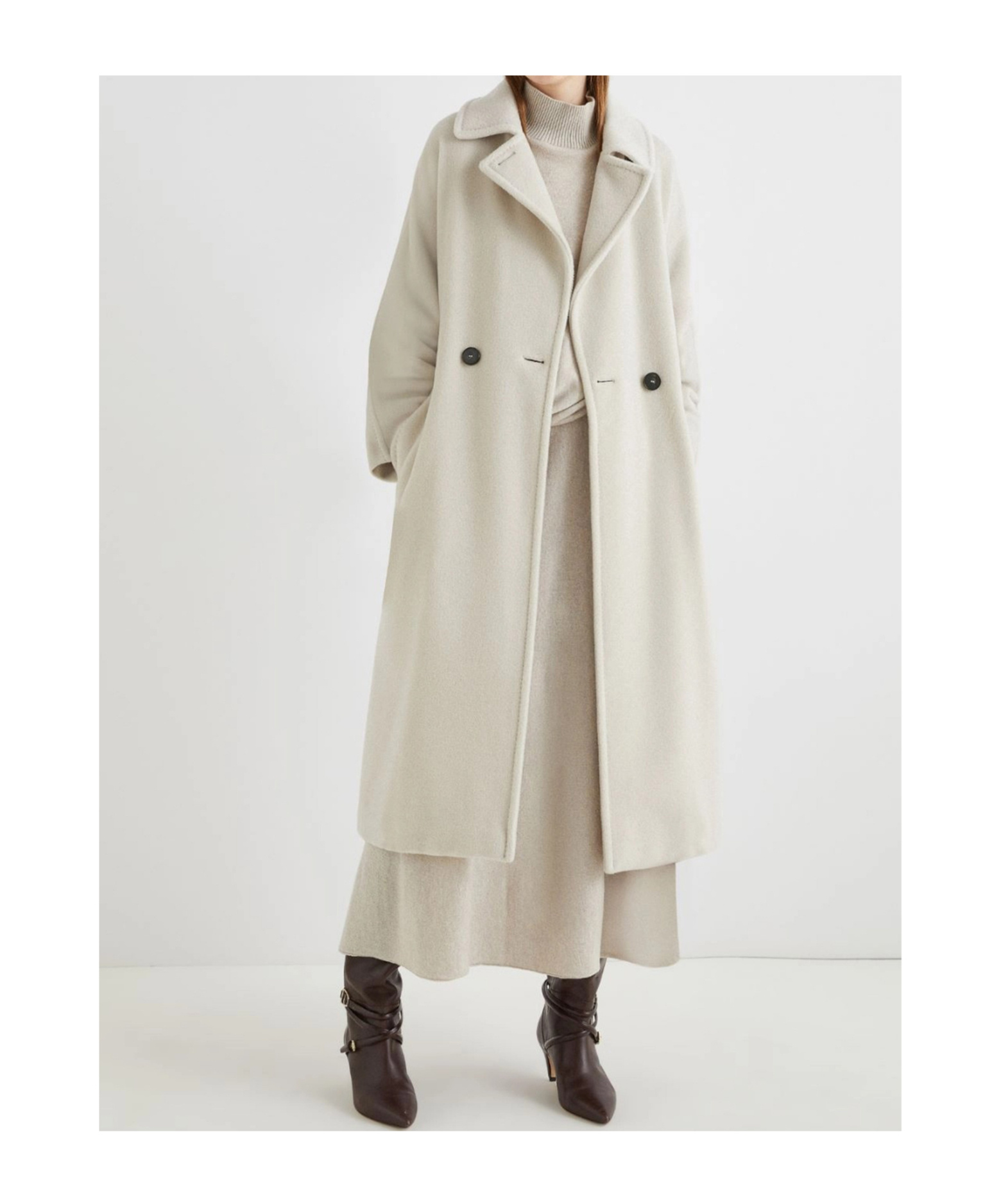 Marella Double-breasted Beaver Cloth Coat In Gray
