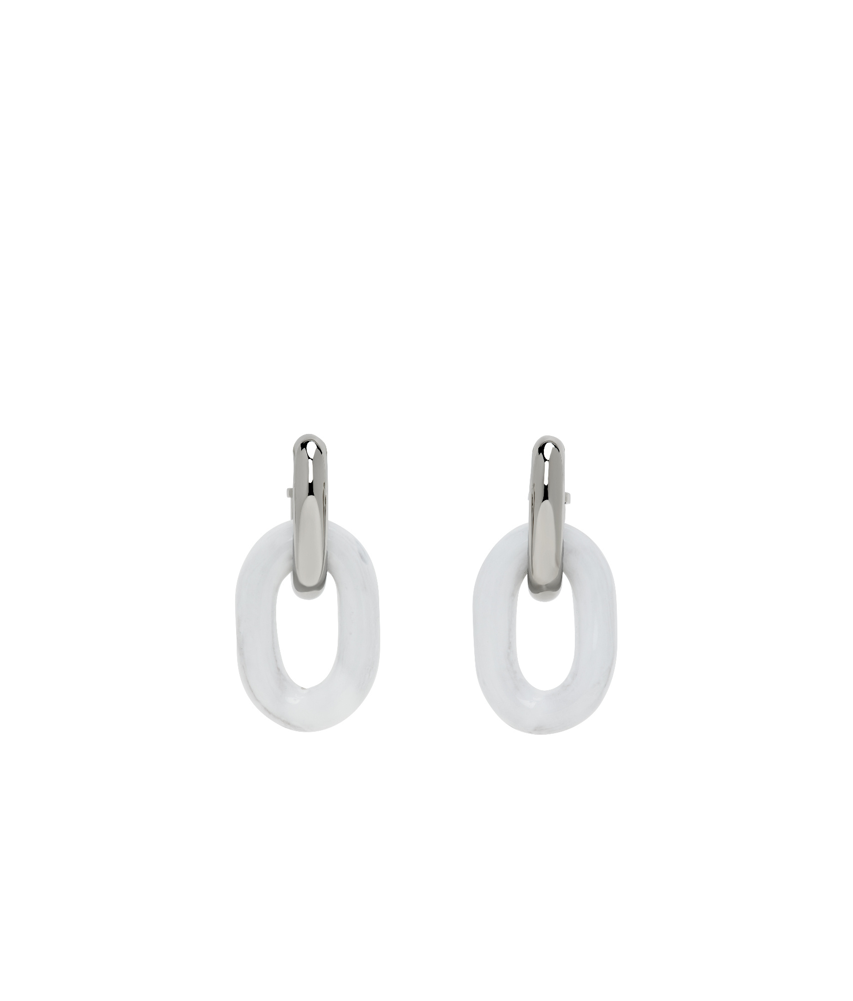 Rabanne Silver Chain Drop Earrings In White
