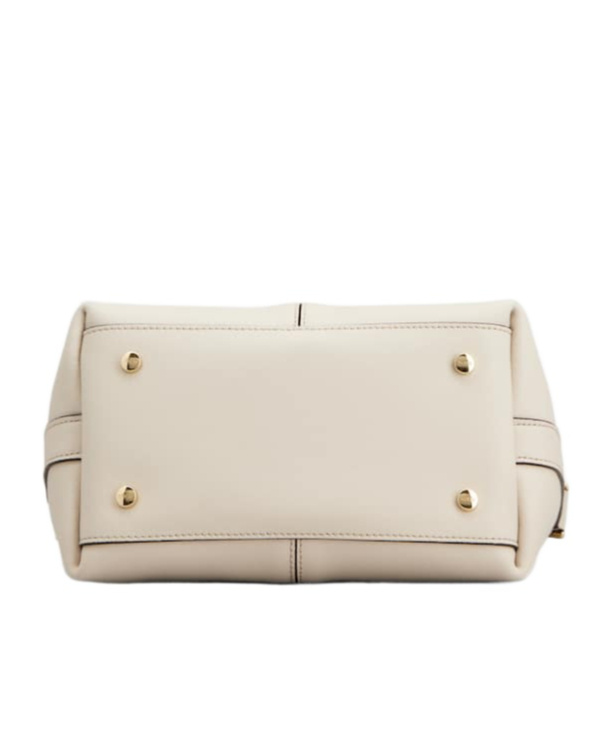 Shop Tod's Logo Engraved Mini Shopping Bag In Nude