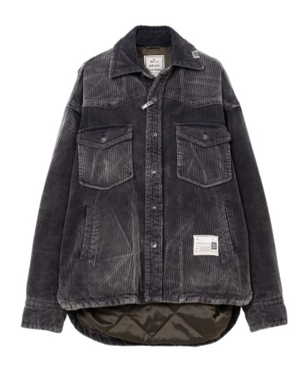 Miharayasuhiro Distressed Corduroy Puffer Shirt In Blue